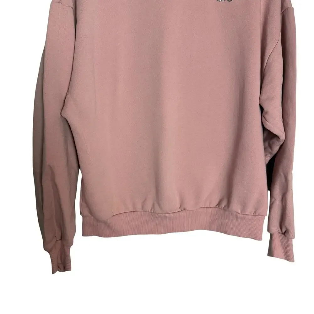 Alo Yoga Accolade Vintage Pink 2 Piece Sweatpants Crew Sweatshirt Set S